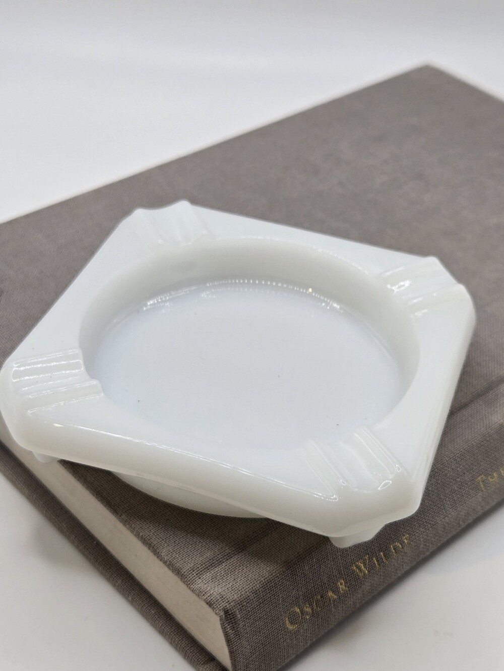 Mid Century VTG 3" Ashtray Milk Glass Pressed 60s Fast Food Vegas aesthetic